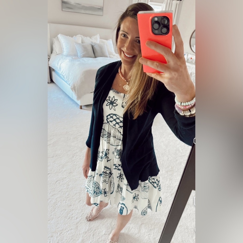Floral Print Women’s Dress in Blue and Cream